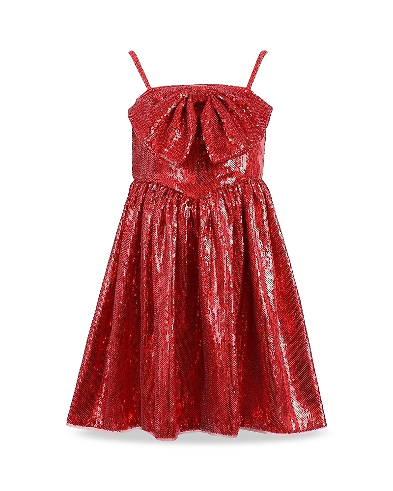 Lola + The Boys Girls' Big Bow Sequin Dress - Little Kid, Kid
