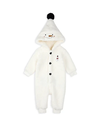 Firsts by petit lem Unisex Hooded Fleece Snowman Playsuit - Baby