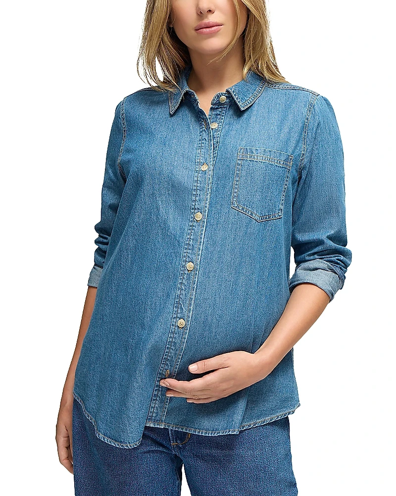 Ingrid & Isabel Button Down Denim Maternity Shirt