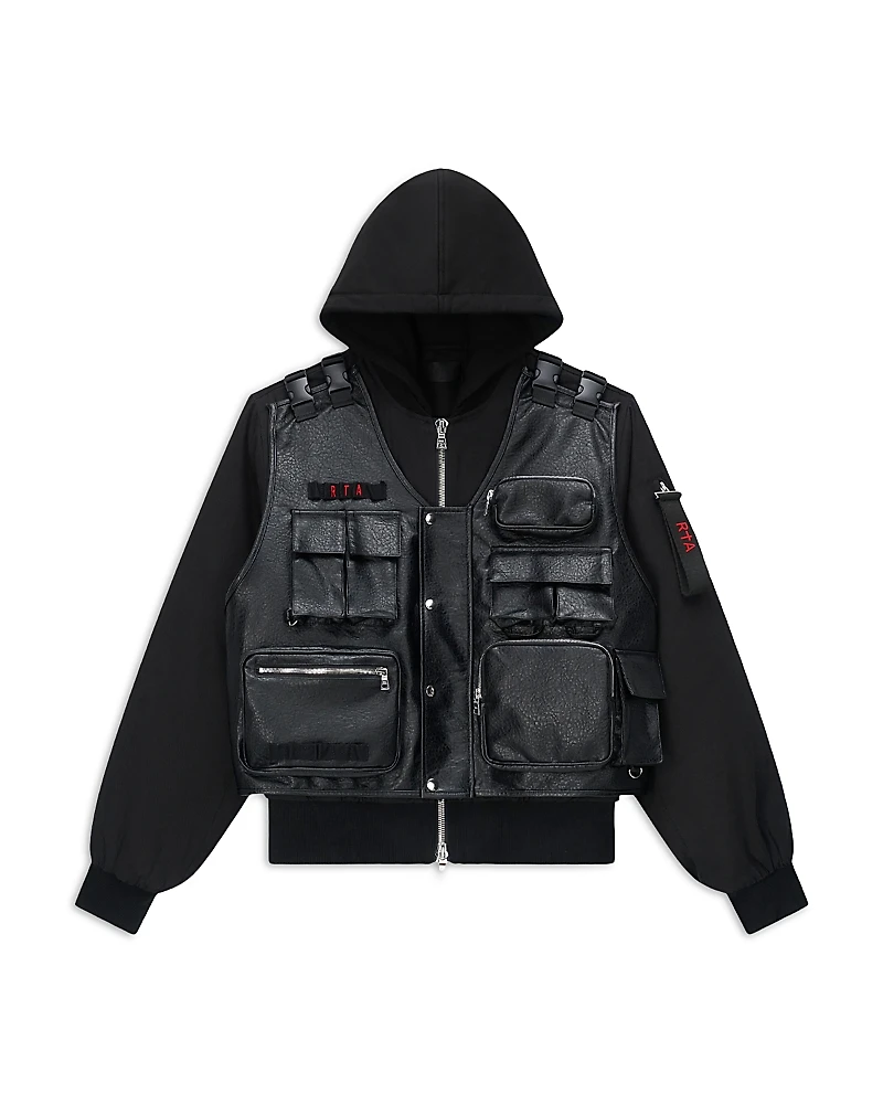 Rta Matte Black Tactical Bomber Jacket