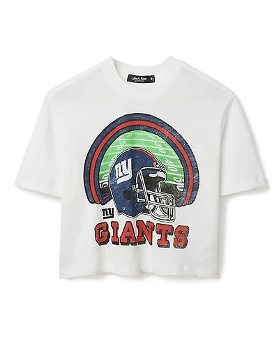 Junk Food Clothing Women's Nfl New York Giants Game Time Mock Neck Crop Tee