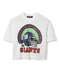 Junk Food Clothing Women's Nfl New York Giants Game Time Mock Neck Crop Tee