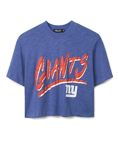 Junk Food Clothing Women's Nfl New York Giants Thrill Mock Neck Crop Tee