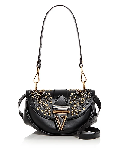 Versace Virtus Embellished Leather Shoulder Bag