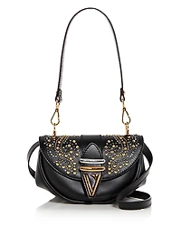 Versace Virtus Embellished Leather Shoulder Bag