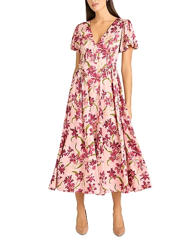 Cinq a Sept Trailing Hibiscus Midi Dress