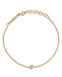 Zoe Chicco 14K Yellow Gold Floating Diamonds Bezel Solitaire Chain Link Bracelet