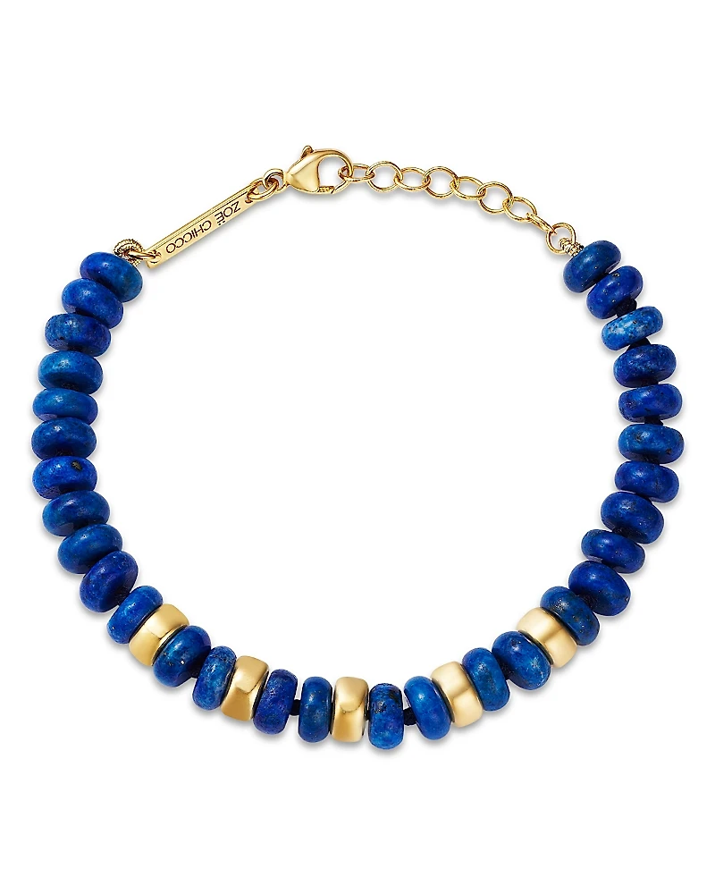 Zoe Chicco 14K Yellow Gold Lapis Rondelle Bead Bracelet