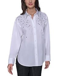 Karl Lagerfeld Paris Embellished Poplin Blouse