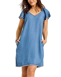 Tommy Bahama Chambray Flutter Sleeve Dress