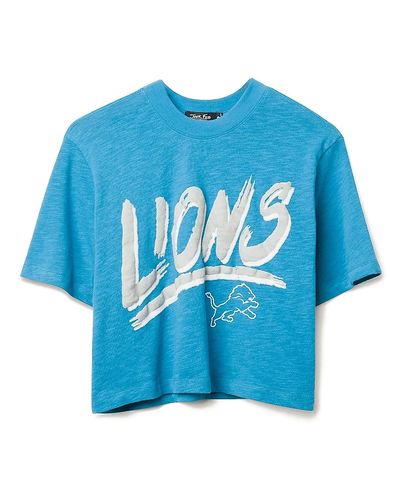 Junk Food Clothing Women's Nfl Detroit Lions Thrill Mock Neck Crop Tee