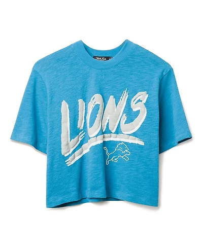 Junk Food Clothing Women's Nfl Detroit Lions Thrill Mock Neck Crop Tee