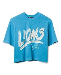 Junk Food Clothing Women's Nfl Detroit Lions Thrill Mock Neck Crop Tee