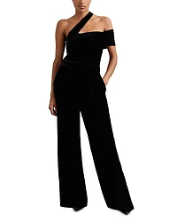 Reiss Daria Velvet One Shoulder Jumpsuit