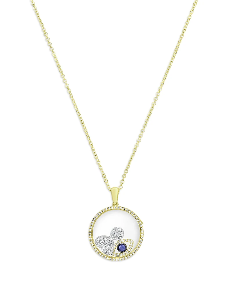 Meira T Blue Sapphire & Diamond Floating Charm Shaker Pendant Necklace
