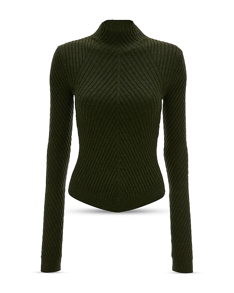 Victoria Beckham Merino Wool Ribbed Long Sleeve Top