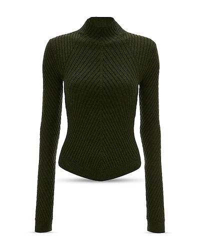 Victoria Beckham Merino Wool Ribbed Long Sleeve Top