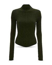 Victoria Beckham Merino Wool Ribbed Long Sleeve Top