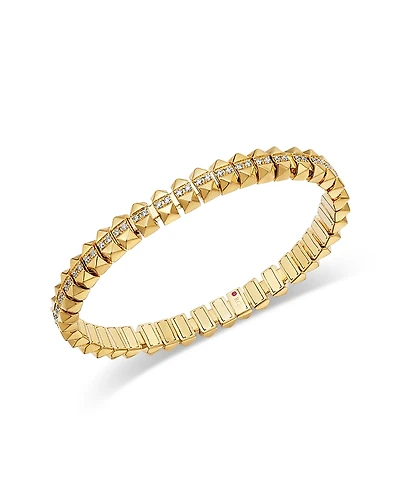 Roberto Coin 18K Yellow Gold Obelisco Diamond Flexible Bangle Bracelet