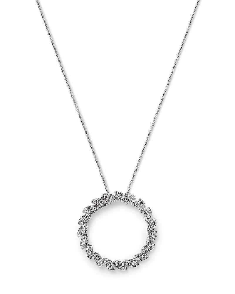 Roberto Coin 18K White Gold Marquesa Diamond Circle Cluster Pendant Necklace, 16-18