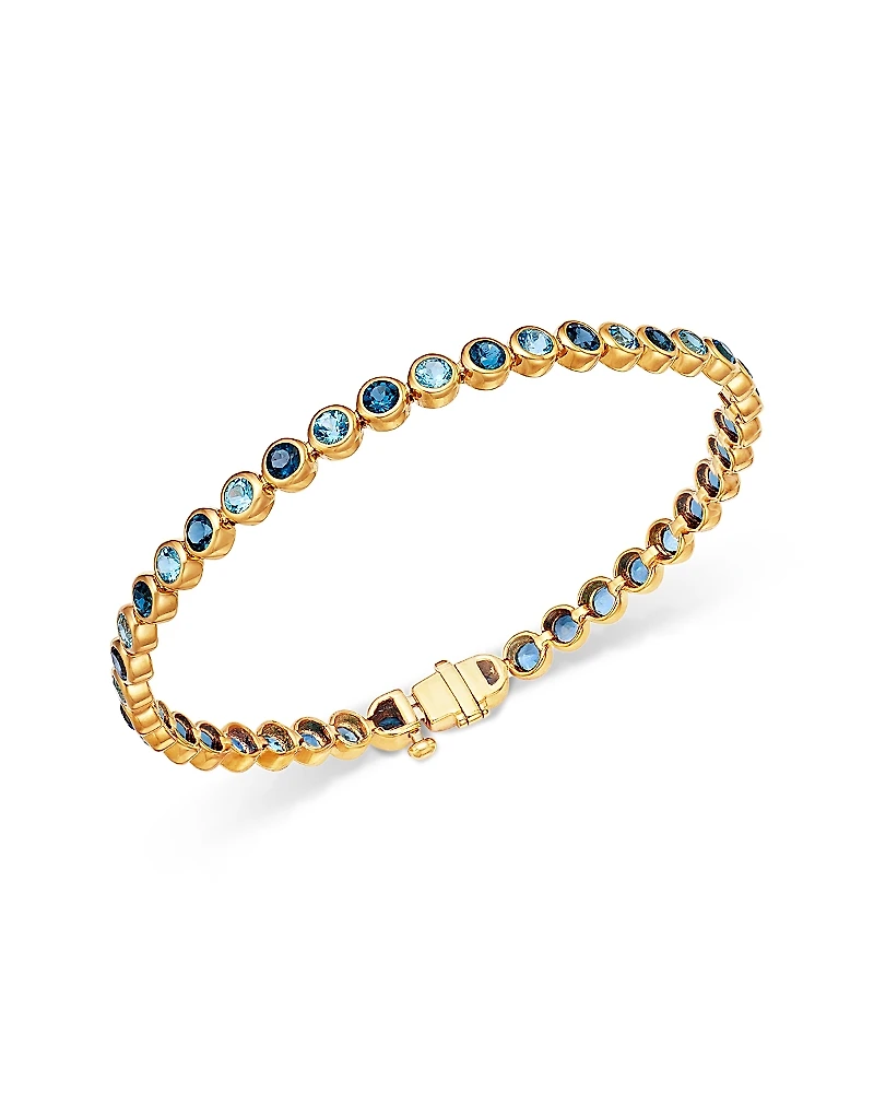 Bloomingdale's Fine Collection London Blue Topaz & Blue Topaz Bezel Set Tennis Bracelet
