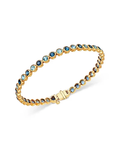 Bloomingdale's Fine Collection London Blue Topaz & Blue Topaz Bezel Set Tennis Bracelet