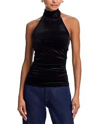 Aqua Rosette Velvet Halter Top - Exclusive