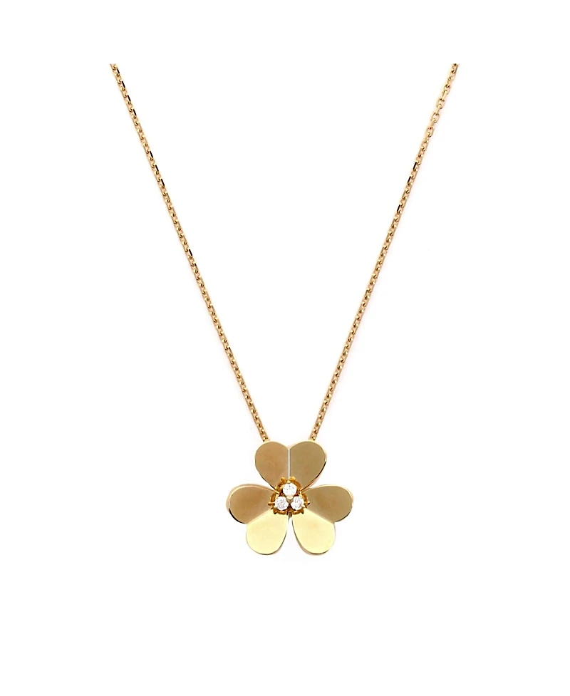Pre-Owned Van Cleef & Arpels Large Frivole Pendant Necklace 18K Gold with Diamonds, 14.5 - 16.25