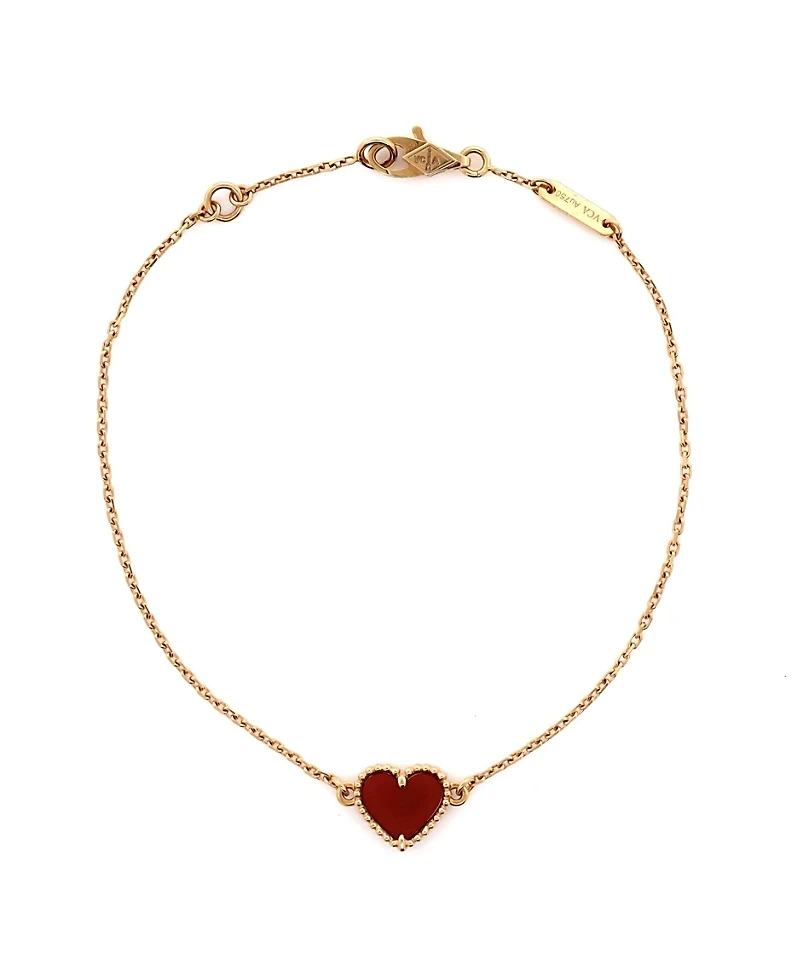 Pre-Owned Van Cleef & Arpels Sweet Alhambra Heart Bracelet 18K Rose Gold with Carnelian