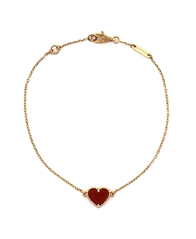 Pre-Owned Van Cleef & Arpels Sweet Alhambra Heart Bracelet 18K Rose Gold with Carnelian