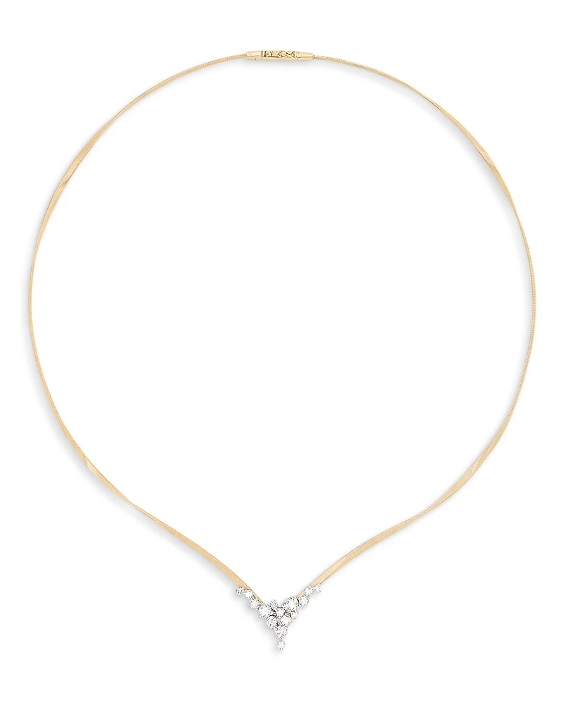 Marco Bicego 18K Yellow Gold Marrakech Diamond V Cluster Collar Necklace, 16.5