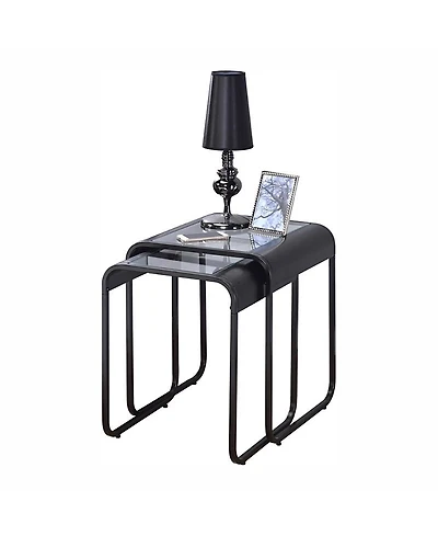 Furniture of America Dover Glass Top Nesting Table, Set of 2