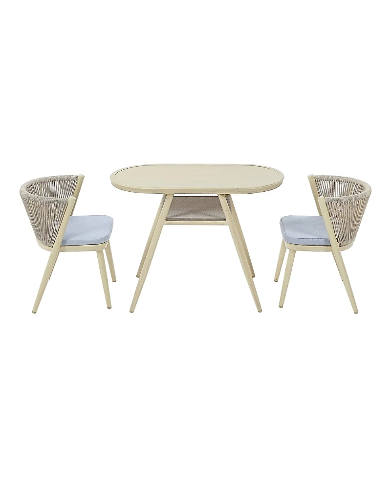 Furniture of America Layson Aluminum Lower Shelf 3-Piece Outdoor Dining Table Set