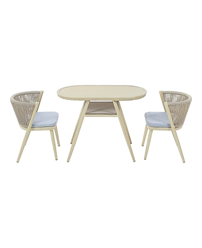 Furniture of America Layson Aluminum Lower Shelf 3-Piece Outdoor Dining Table Set