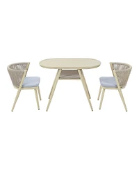 Furniture of America Layson Aluminum Lower Shelf 3-Piece Outdoor Dining Table Set