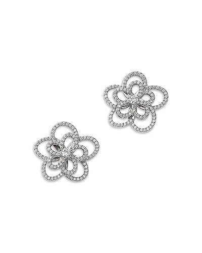 Bloomingdale's Fine Collection Diamond Micropave Flower Stud Earrings