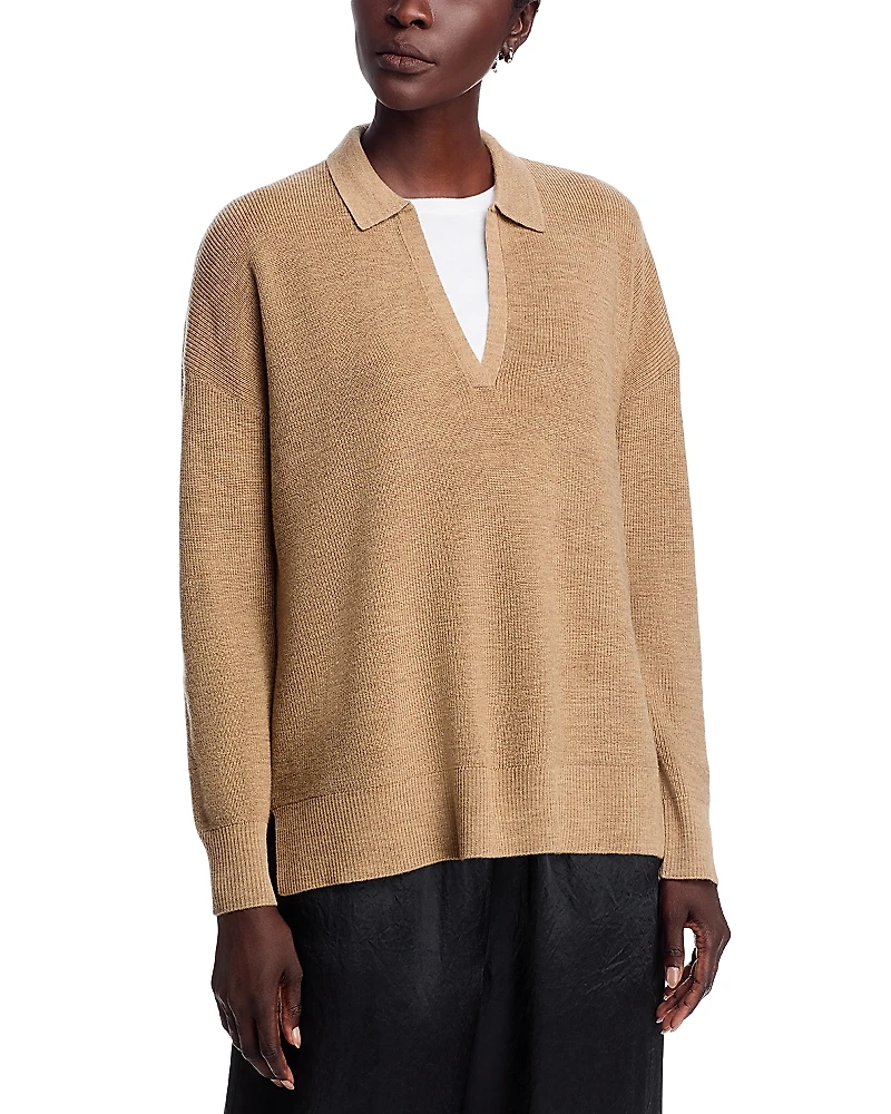 Eileen Fisher Wool Johnny Collar Sweater