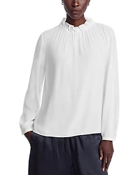 Eileen Fisher Gathered Neck Silk Top