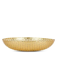Vietri Rufolo Glass Gold Basketweave Large Shallow Bowl