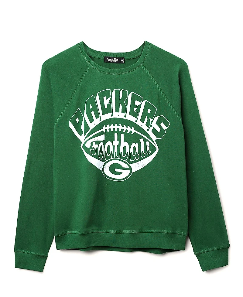 Junk Food Clothing Women's Nfl Green Bay Packers Football Raglan Crew Fleece