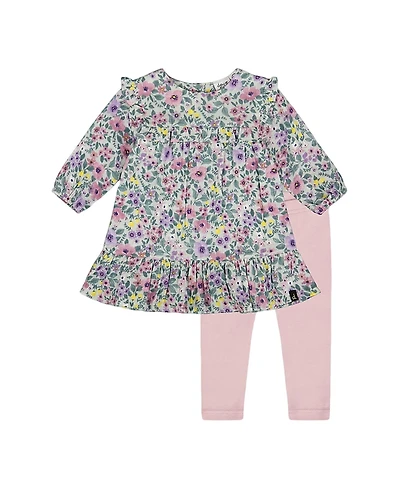 Deux par Girls' Printed Muslin Dress and Solid Leggings Set - Baby