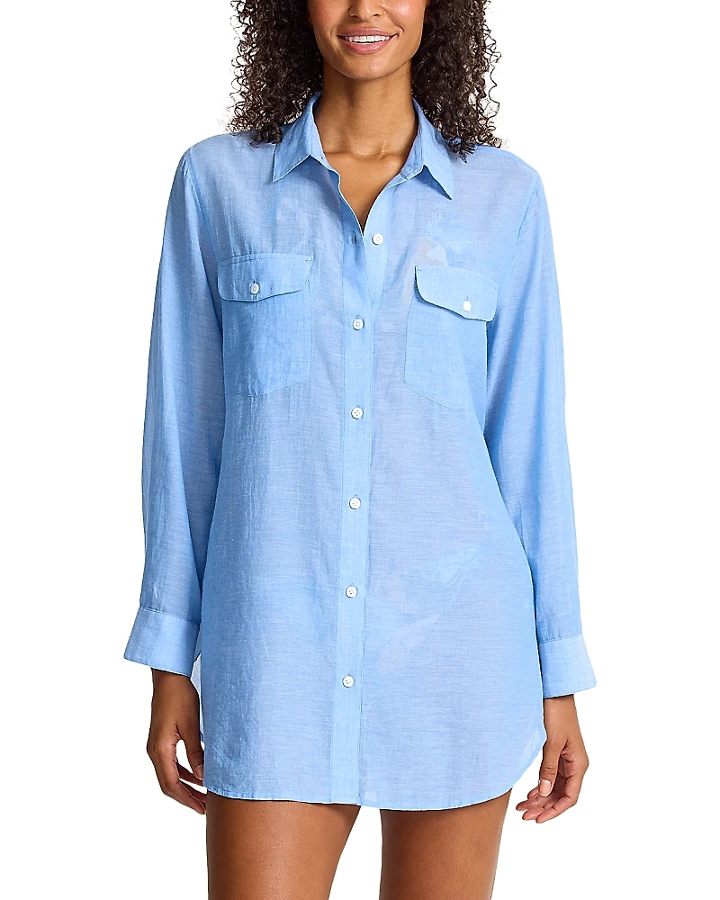 Tommy Bahama Relaxed Boyfriend Shirt Swim Cover-Up