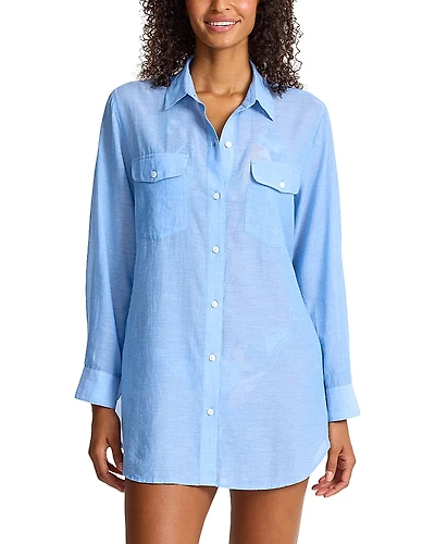 Tommy Bahama Relaxed Boyfriend Shirt Swim Cover-Up
