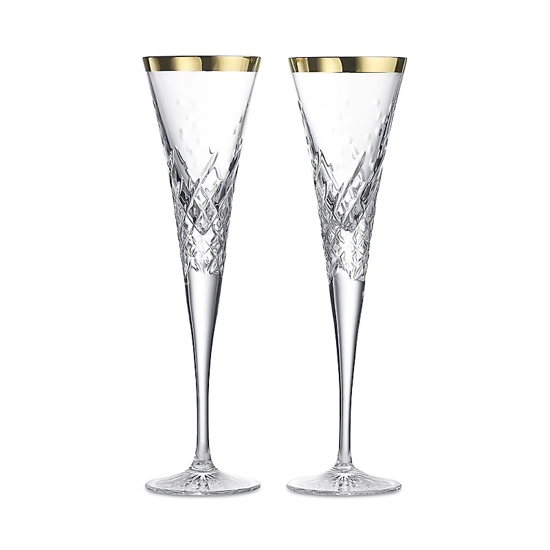 Waterford Celebrations Gilded Crystal Toasting Flute, Set of 2