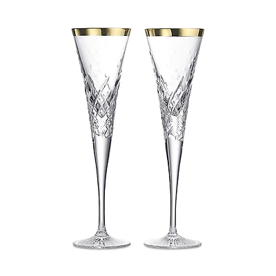 Waterford Celebrations Gilded Crystal Toasting Flute, Set of 2