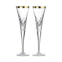 Waterford Celebrations Gilded Crystal Toasting Flute, Set of 2