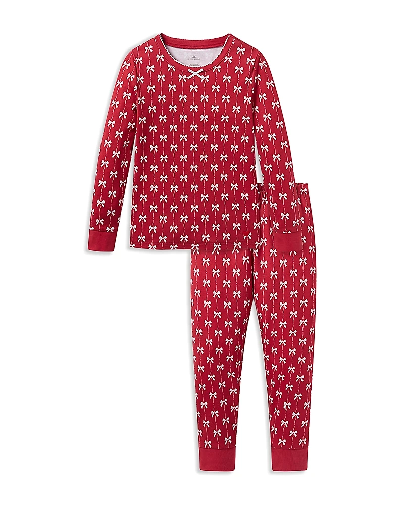 Petite Plume Girls' Blissful Bows Pima Snug Fit Pajama Set - Baby, Little Kid, Big Kid