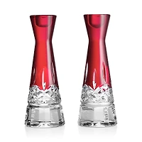 Waterford Lismore Red Candle Holders, Set of 2