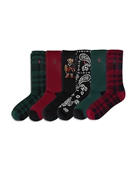 Polo Ralph Lauren Holiday Bear Crew Socks, Pack of 6