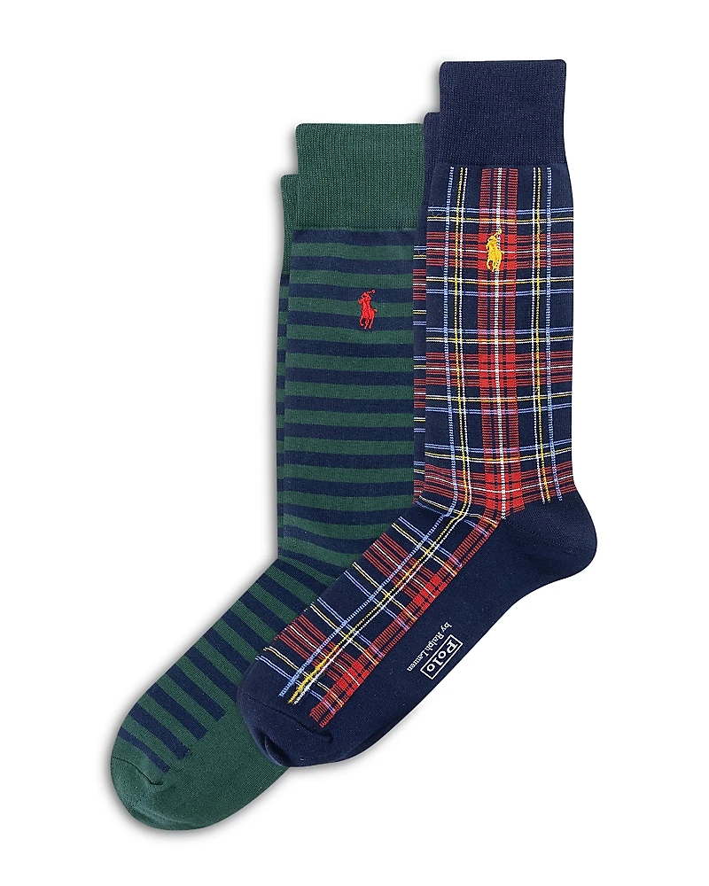 Polo Ralph Lauren Holiday Plaids Crew Socks, Pack of 2
